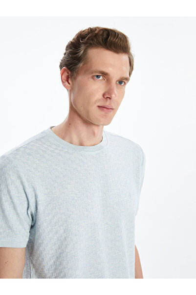 LC Waikiki Blue Crew Neck Mercerized Printed Men's T-Shirt