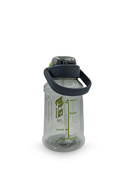 Generic زجاجة مياه فاخرة سعة 1.5 لتر مزينة بكتابة خضراء (مع ماصة قابلة للفصل)
