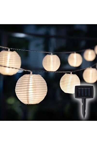 OEM Solar Garland with Textile Lanterns & Warm White Light 3.8 cm - 10 pcs