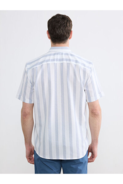 LC Waikiki Ανδρικό πουκάμισο GiyÇık Store den White Regular Fit με ρίγες Dobby
