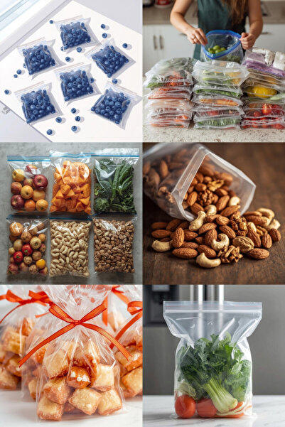 Bimotif 10 قطع من أكياس زيبلوك الشفافة، أكياس ثلاجة شفافة، أكياس، مقاس 26x36 ...