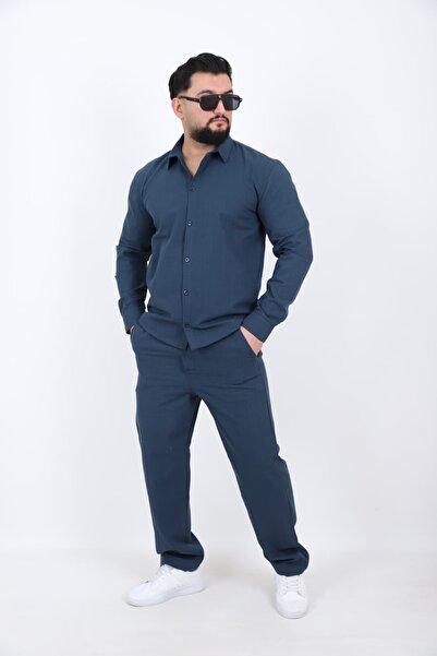 L-KOM Men's Linen Shirt Pants Set