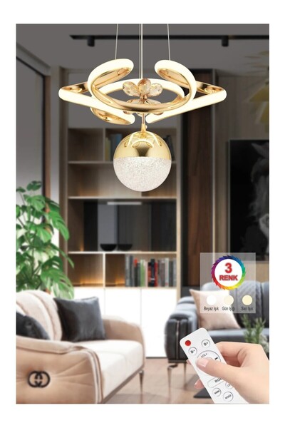 İstanbul Avize Dreon 3 Renk Gold Ledli Modern Avize