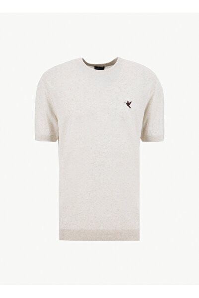 Fabrika Bisiklet Yaka Regular Fit Melanj Bej Erkek Kazak F6SM-KZK 2811