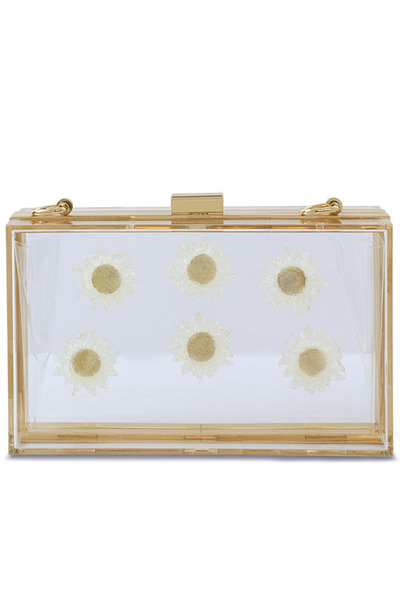 london Rag Women Transparent Daisy Detail Clear Clutch Bag