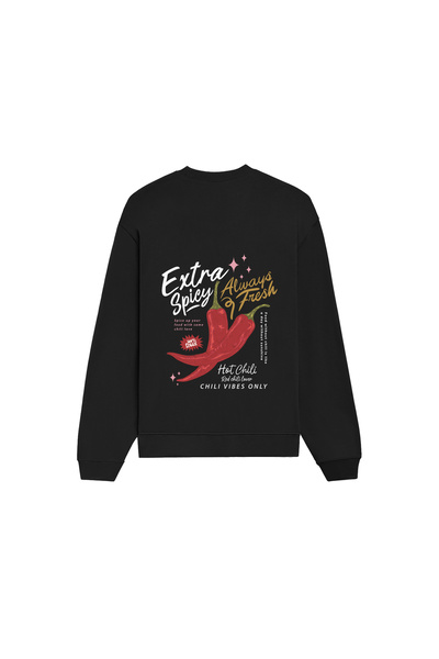 The Lucid Lab Chili Vibes Only Oversize Sweatshirt - Black