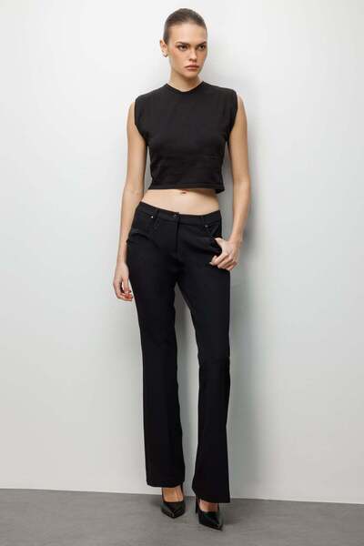 Ekol Pantaloni spaniole cu buzunare brodate cu piatră