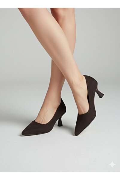DORA -γυναικεία παπούτσια στιλέτο με χαμηλό τακούνι -καφέ σουέντ