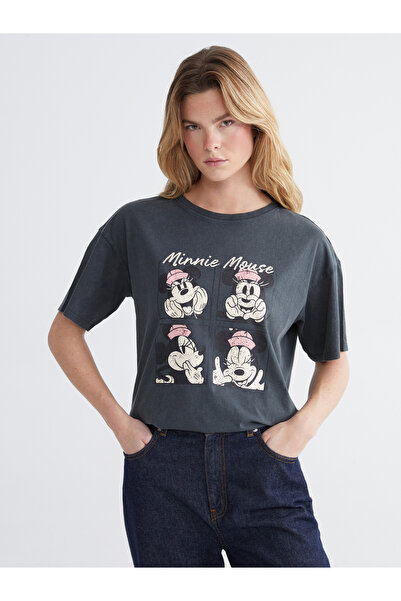 LC Waikiki تيشيرت نسائي برقبة دائرية مطبوع عليه صورة ميني ماوس