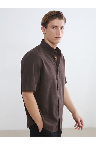 LC Waikiki Ανδρικό πουκάμισο GiyÇık Store σε καφέ χρώμα, κανονική εφαρμογή, μ...