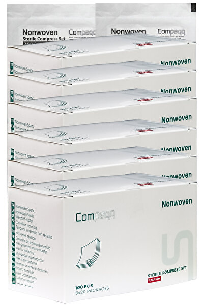 COMPAQ Steril Non Woven Gaz kompres spanç 7.5x7.5cm 4 katlı paket 5adet kutu ...