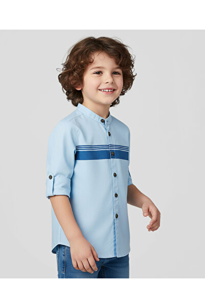 Pine kids Cotton Woven Full Sleeves Solid Shirt - Light Blue
