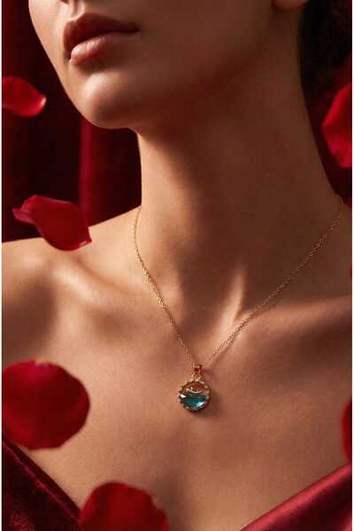 sarıyer silver Balina Figürlü Yaz Okyanus Temalı Çelik Kolye Altın Kaplama Ka...