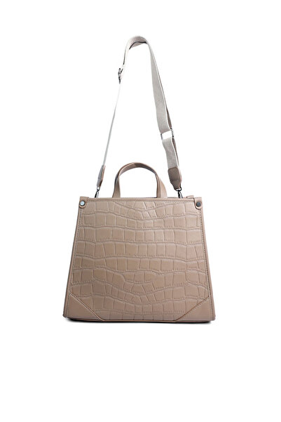 london Rag Women Croco Faux Leather Hand Bag in Khaki