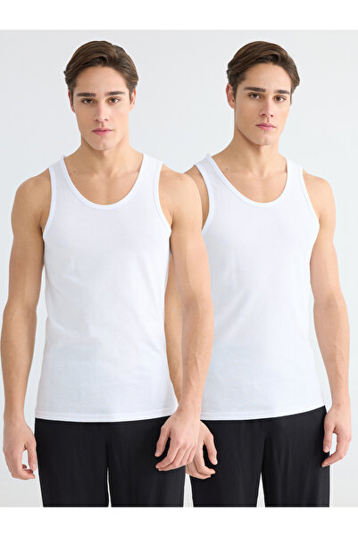 LC Waikiki Men's U-Neck Cotton Undershirt 2-Pack