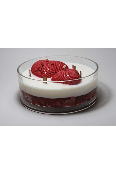 Storelisk Large decorative candle "Love Story" - made of soy wax, with red he...