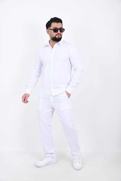 L-KOM Men's Linen Shirt Pants Set