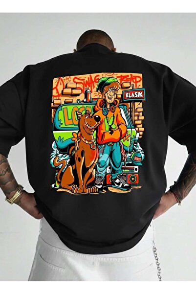 Afri Scooby-Doo & Shaggy Graffiti Printed Oversize T-Shirt - 100% Cotton Sing...