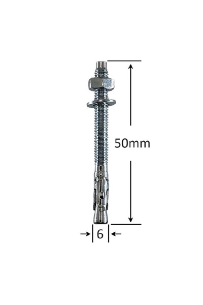 Gray Square Conexpand Anchor With Cylindrical Pin And Clamp M6x50 - 100pcs/box