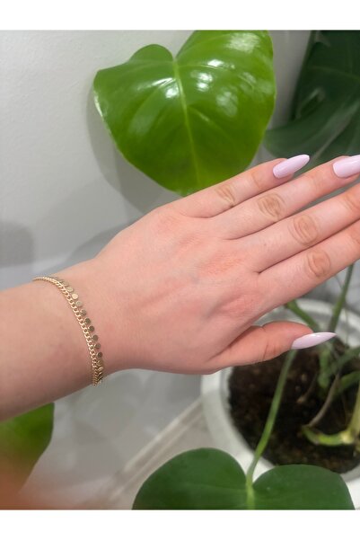 B & S Minimalist Pullu/Daire Detaylı İnce Bileklik