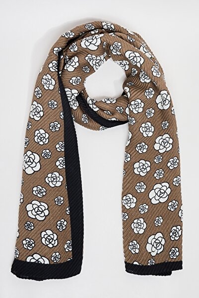 R&B Women's Brown Floral Print Scarf, 180X85cm