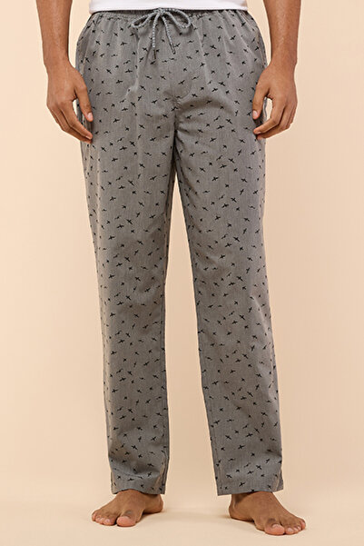 R&B Men's Gray Printed Lounge Pants with Drawstring Waist