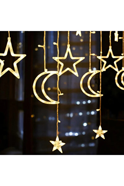 Saatistan Günışığı Ay Yıldız Perde, Led Işıklı Ramazan Süslemesi, Şık ve Parl...