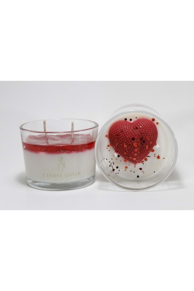 Storelisk Lumânare decorativă „Red Heart” – din ceară de soia, diametru 8 cm