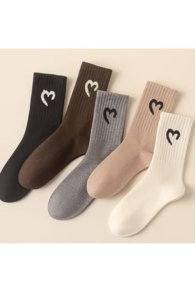 Hobins Sportswear & Company 5 أزواج من الجوارب الجامعية بنمط قلب وألوان أنيقة...