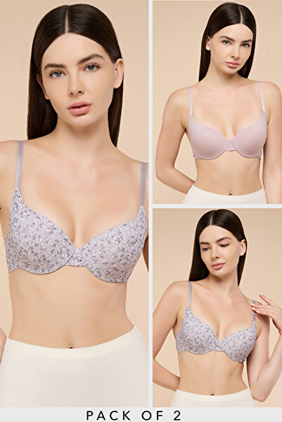 R&B Women's Gray 2 Pack Push Up Bras