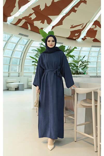 NİSUM MODA Textured Belted Modal Dress