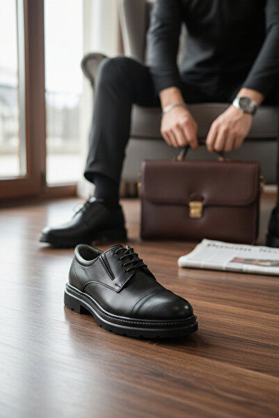 enoch حذاء إينوخ الكلاسيكي للرجال من الجلد الطبيعي باللون البني ذو الملمس الد...