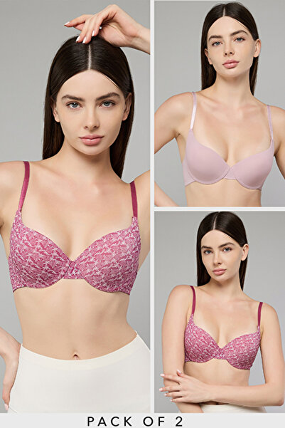 R&B Women's Purple 2 Pack Push Up Bras