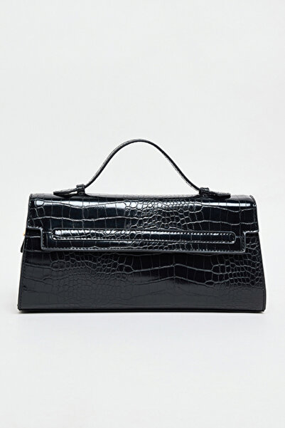 R&B حقيبة يد نسائية سوداء اللون ذات ملمس بارز