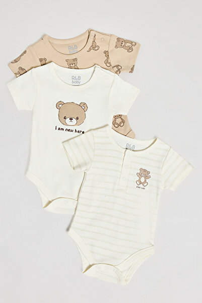 R&B Boy's Multicolor 3 Pack Printed Bodysuits