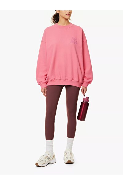 Adanola Oversized Brand Print Organic-Cotton Pink Sweatshirt