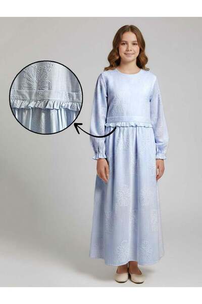 Giyinse Simay Girl's Dress Blue - Islamic Dress