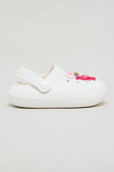 R&B Girl's Cream Charm Detail Slingback Clogs