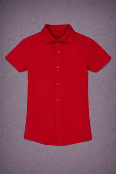 Dıgıl Kids Момчешка риза с къс ръкав от дакрон, червен, черен, тюркоазен, жъл...