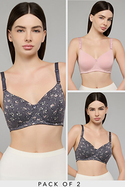 R&B Women's Gray 2 Pack Wireless Bras