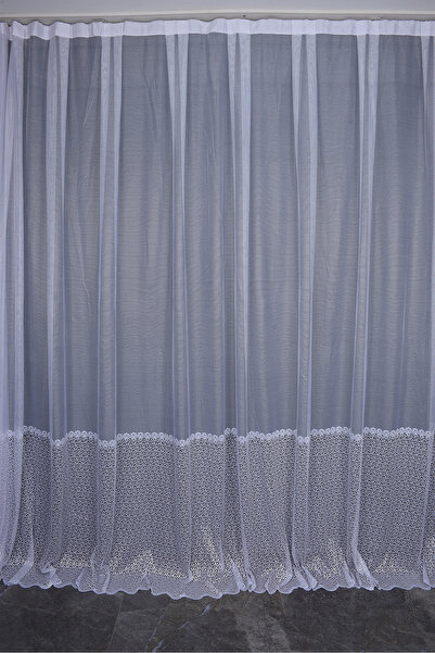 AKÇA TEKSTİL Kdk 2120 Pattern White Color Single Wing Ready-Made Pleated Back...