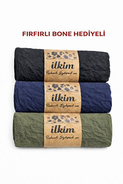 cs ilkim Firfirli Bone Gift Set 3-Piece Shawl Black-Navy Blue-Khaki