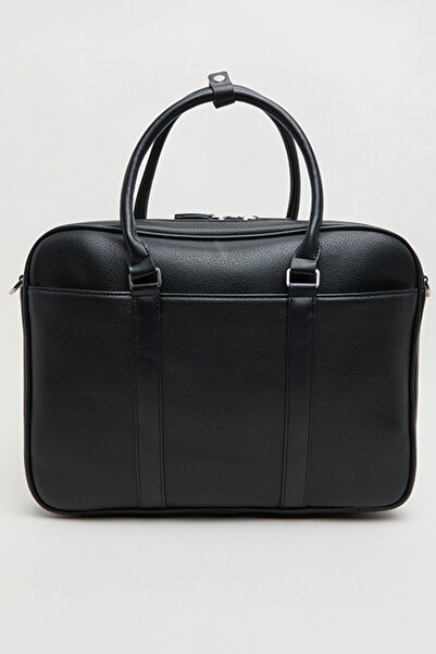 R&B Men's Black Solid Laptop Bag