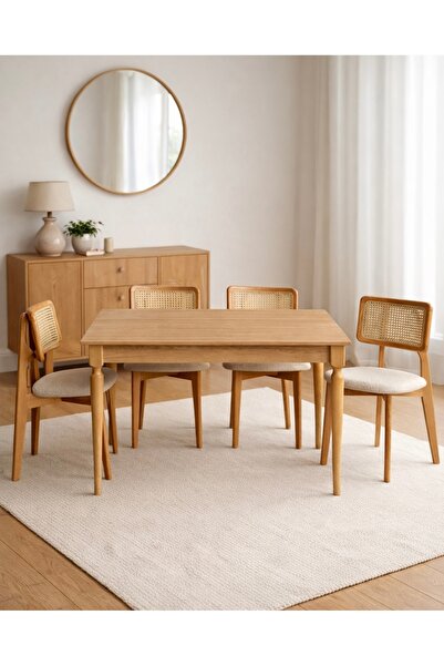 A2 Decor Craft Çizilmez 120x80 cm Sabit 4 Sandalyeli Yemek Masa Seti