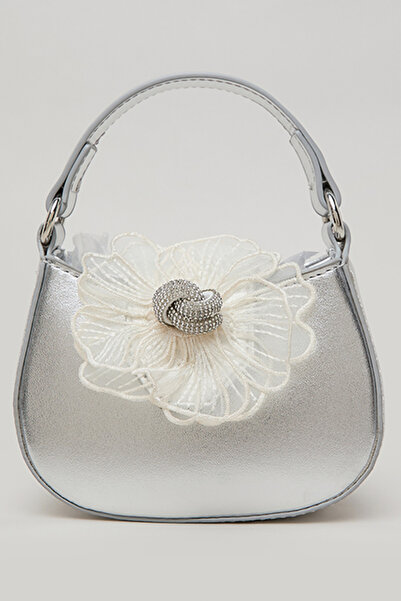 R&B Girl's Silver–colored 3D Flower Mini Bag