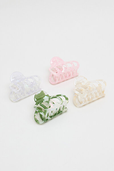 R&B Women's Pink 4 Pack Printed Claw Clips