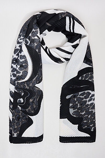 R&B Women's Black Patterned Scarf, 180X85cm