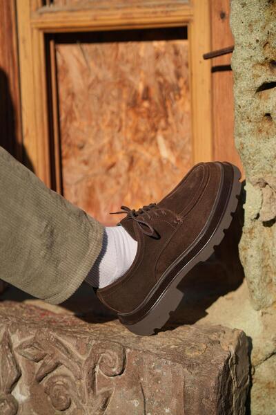 TETRİ İtalyan Model Hakiki Deri El Yapımı Kahve Süet Casual Ayakkabı