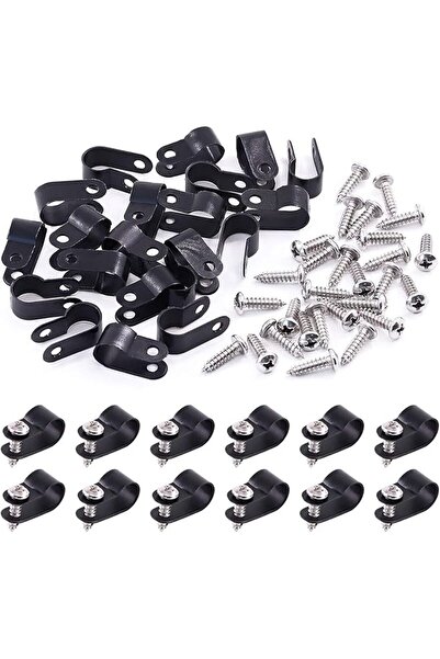 The Bros مجموعة مشابك كابلات من النوع R مصنوعة من النايلون البلاستيكي الأسود،...