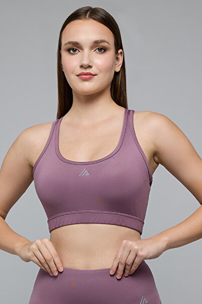 R&B Women's Purple Solid Sports Bra with Scoop Neck